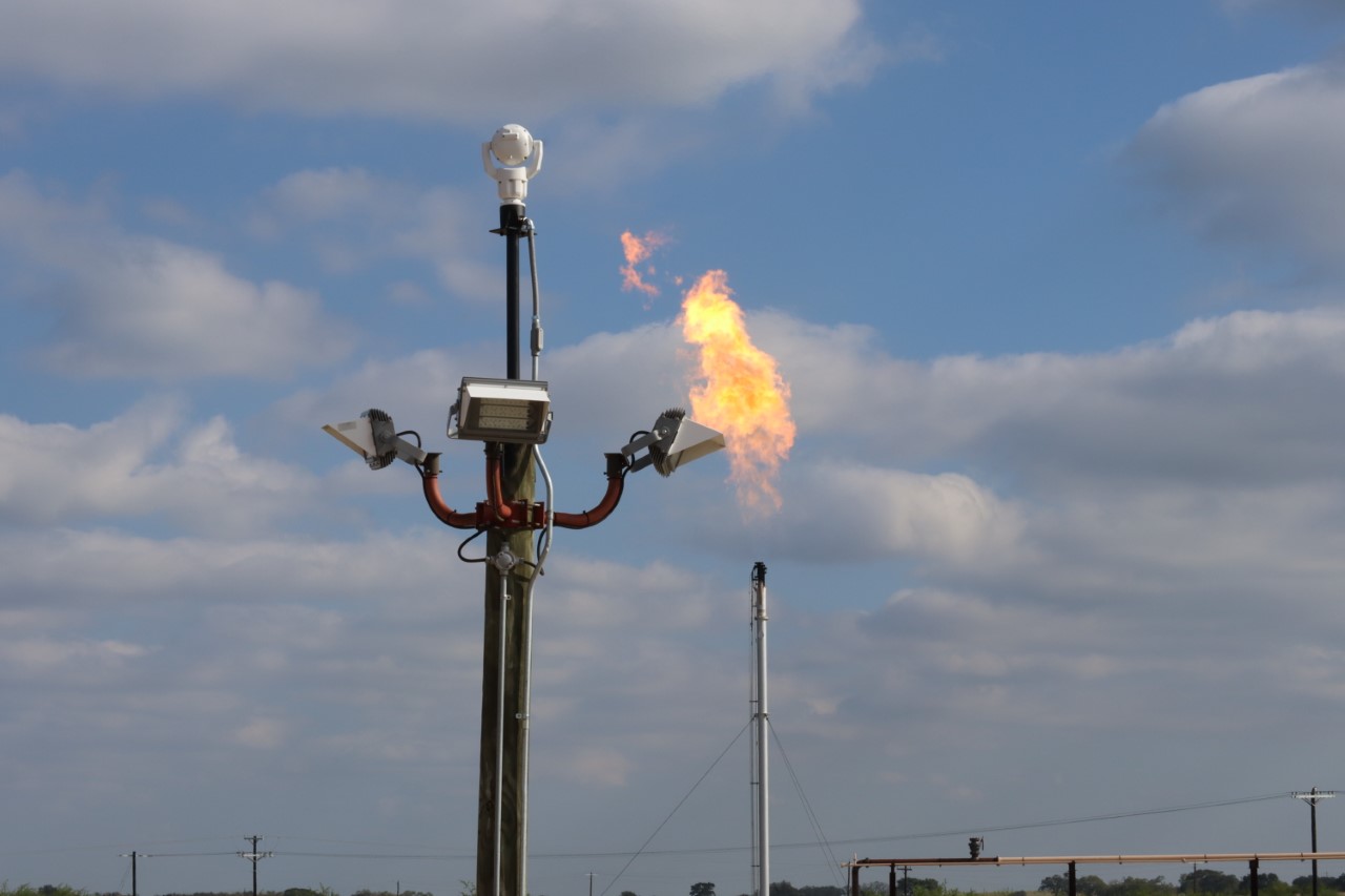VisionAery field crew installing a VisionAery flare-monitoring camera