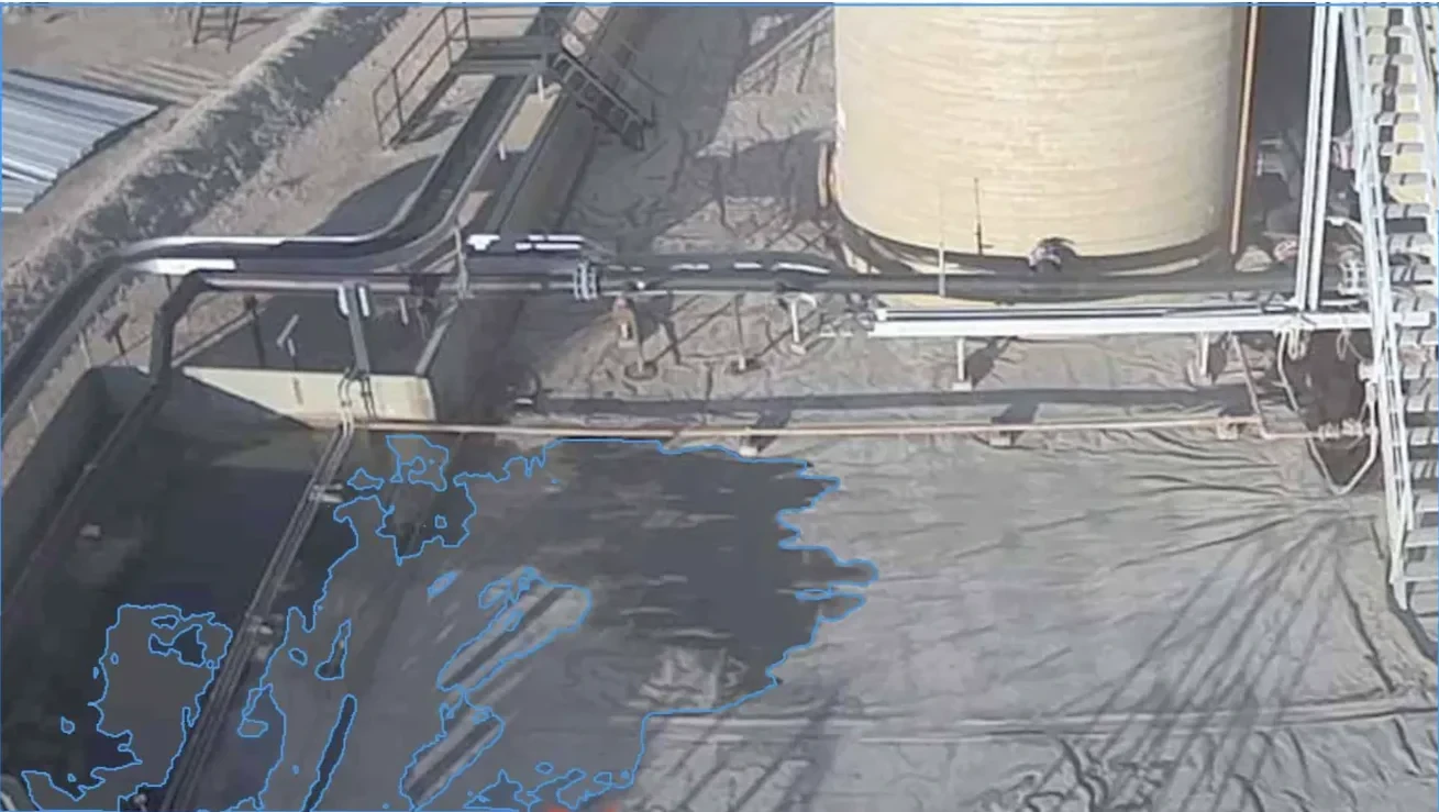 Tank Containment Area Spill — puddle detection overlay