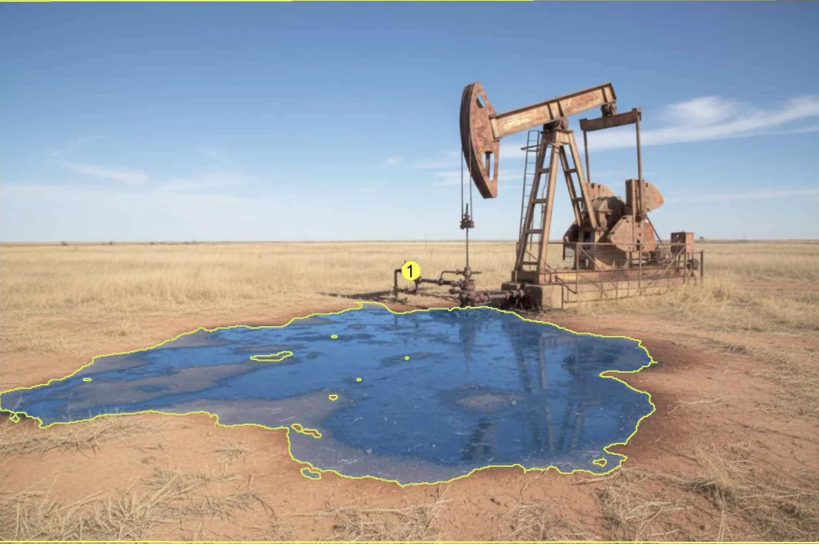 Pumpjack Fluid Spill — puddle detection overlay