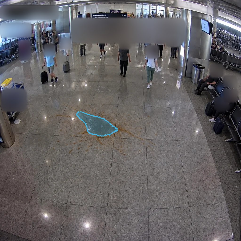 Airport terminal, puddle detected