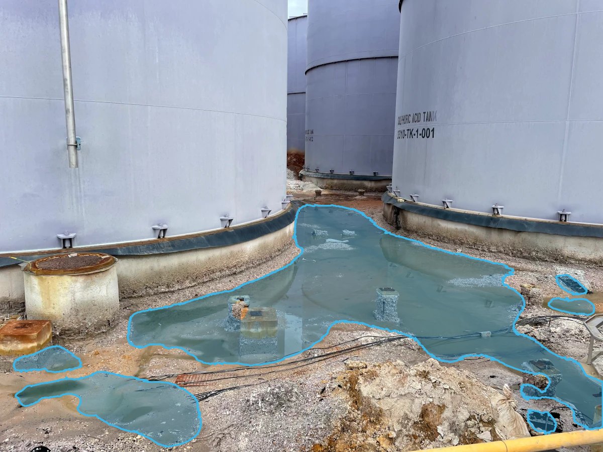 Chemical Tank Fluid Leak — puddle detection overlay