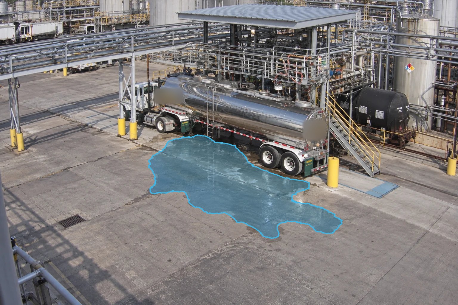 Tanker Loading Area Spill — puddle detection overlay