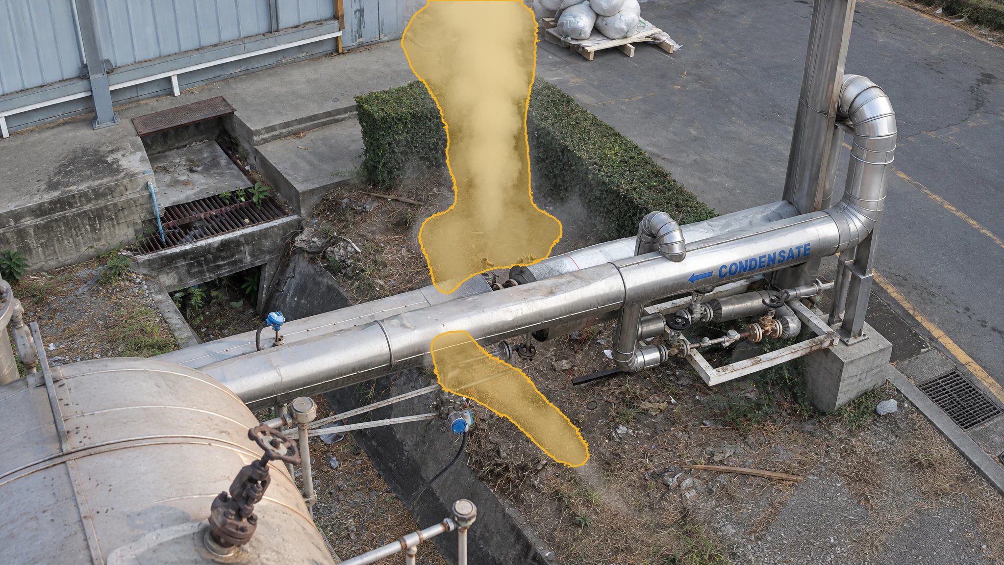 Steam Pipe Leak — visible vapor detection overlay
